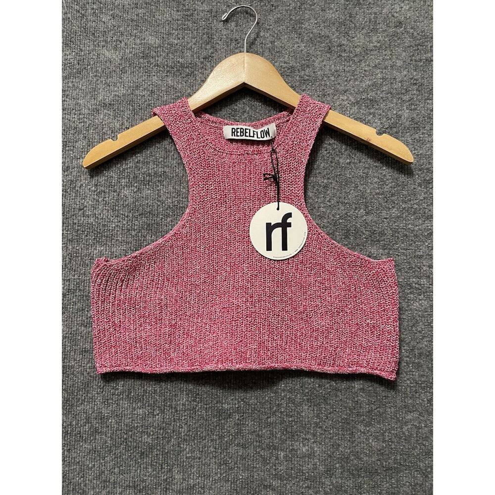 NWT Rebelflow Pink Cropped Tank Top Knit Size Medium Womens